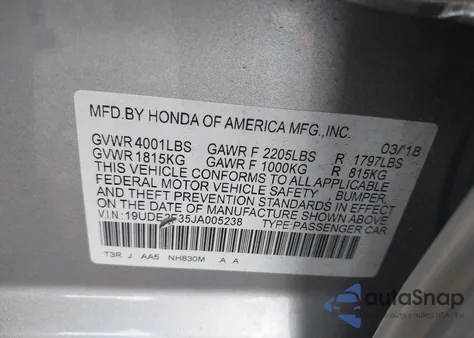 2018 Acura Ilx Acurawatch Plus Package z USA, uszkodzony, nr VIN 19UDE2F35JA005238